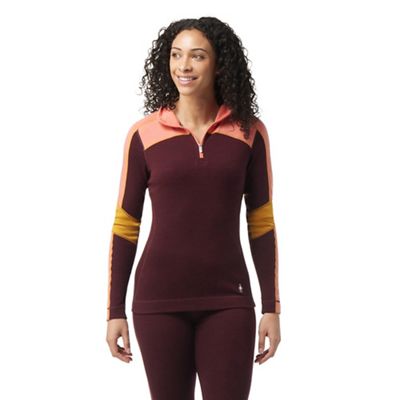 Smartwool Women's Classic Thermal Merino Base Layer Colorblock 1/4 Zip - XS - Black Cherry Heather product image
