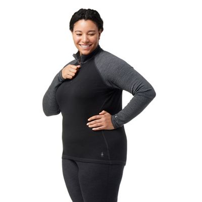 Smartwool Women's Classic Thermal Merino Base Layer Pattern 1/4 Zip To - 1X - Black Dot product image