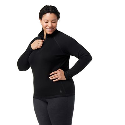 Smartwool Women's Classic Thermal Merino Base Layer 1/4 Zip Top - Plus - 1X - Black product image