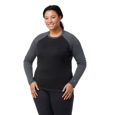 Smartwool Women's Classic Thermal Merino Base Layer Pattern Crew Top - - 1X - Black Dot product image