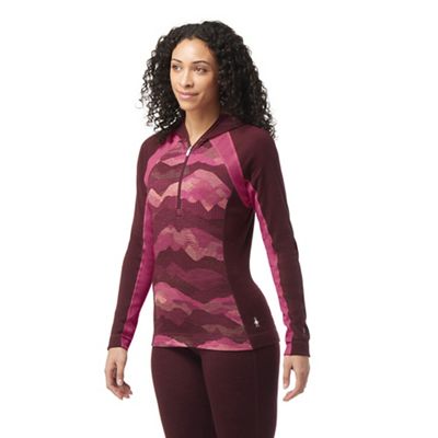 Smartwool Women's Classic Thermal Merino Base Layer 1/2 Zip Hoodie - Small - Black Cherry Heather product image