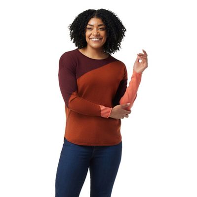 Smartwool Women's Shadow Pine Colorblock Crew Sweater - Large - Picante Heather product image