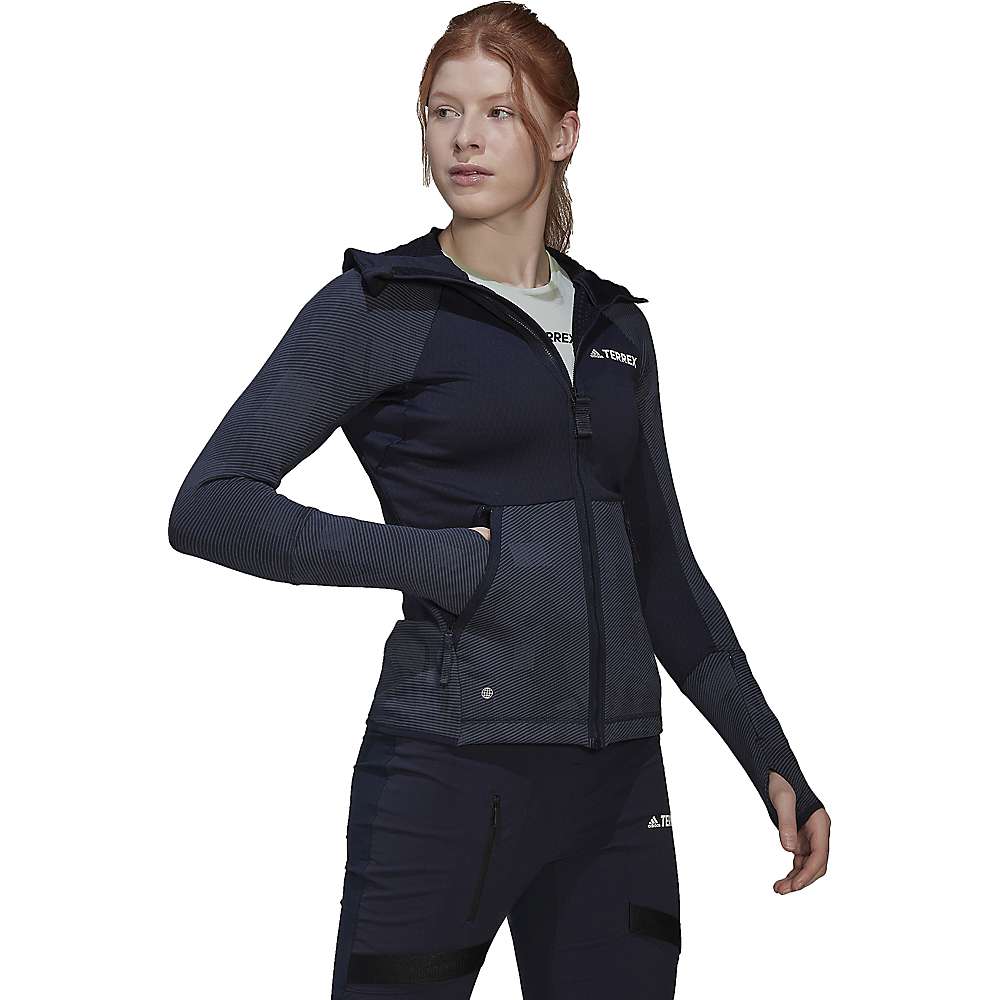 Image of Adidas Women's Terrex Tech Flooce Hooded Jacket - Small - Legend Ink