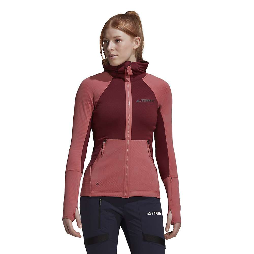Image of Adidas Women's Terrex Tech Flooce Hooded Jacket - Medium - Shadow Red / Wonder Red