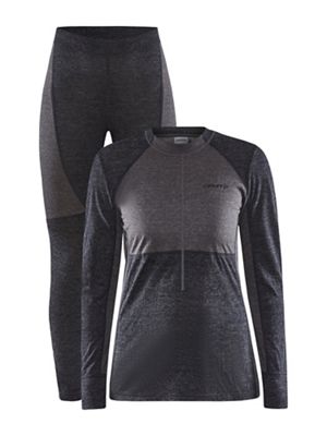 Craft Sportswear Women's Core Wool Mix Baselayer Set - Small - Black / Granite product image