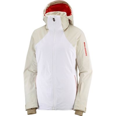 Salomon Women's Brilliant Jacket - Medium - White / Rainy Day / Fiery Red product image