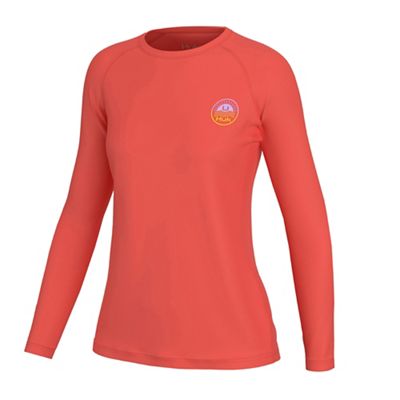 Huk Women's Sunwaves Pursuit LS Top - Medium - Hot Coral product image