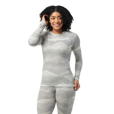 Smartwool Women's Classic Thermal Merino Base Layer Pattern Crew Top - Large - Light Grey Mountain Scape product image