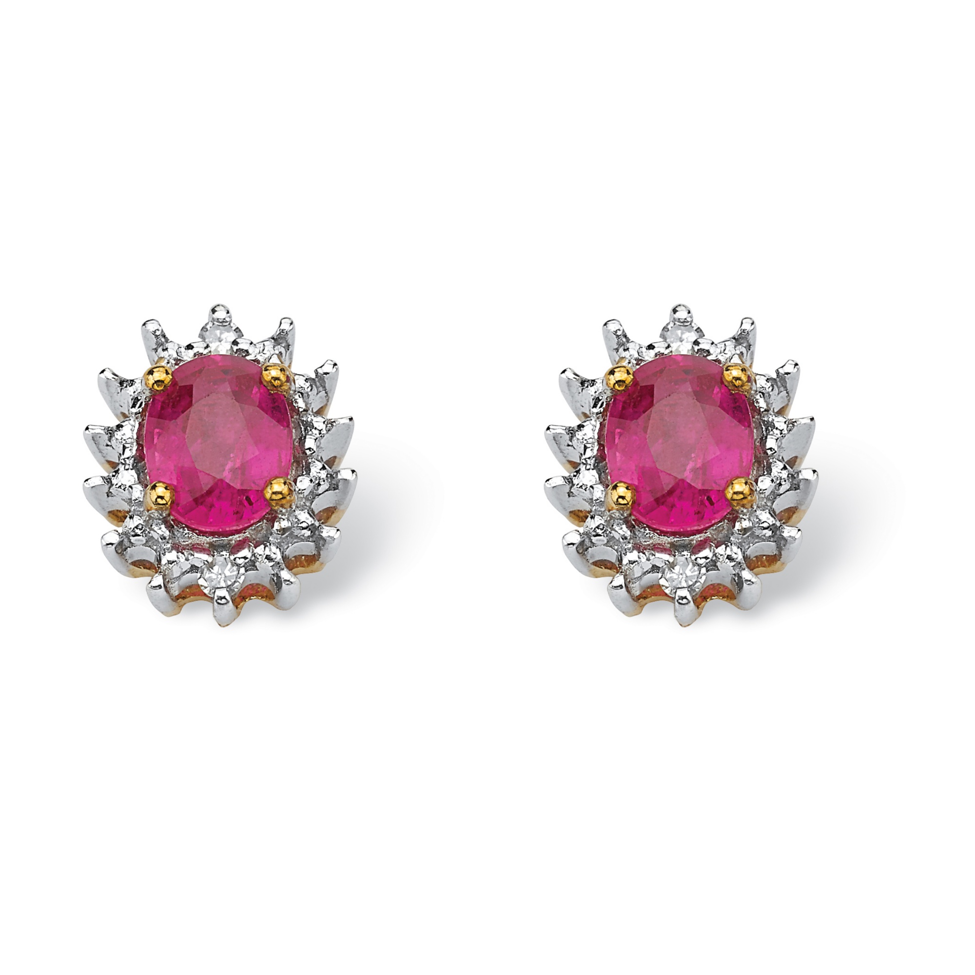 PalmBeach Jewelry .76 TCW Genuine Ruby Stud Earrings in 10k Yellow Gold ...