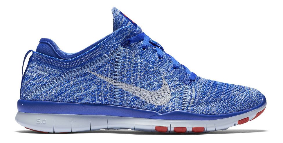 nike training free tr flyknit sneakers in gray and blue