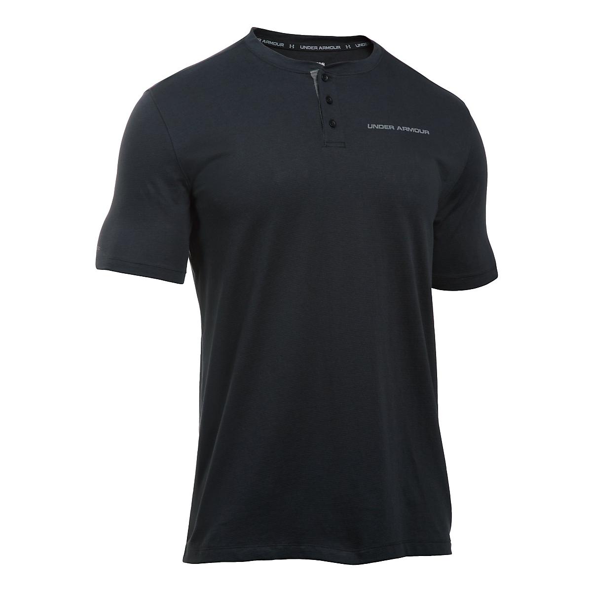 Mens Under Armour Charged Cotton Henley Short Sleeve Technical Tops at ...