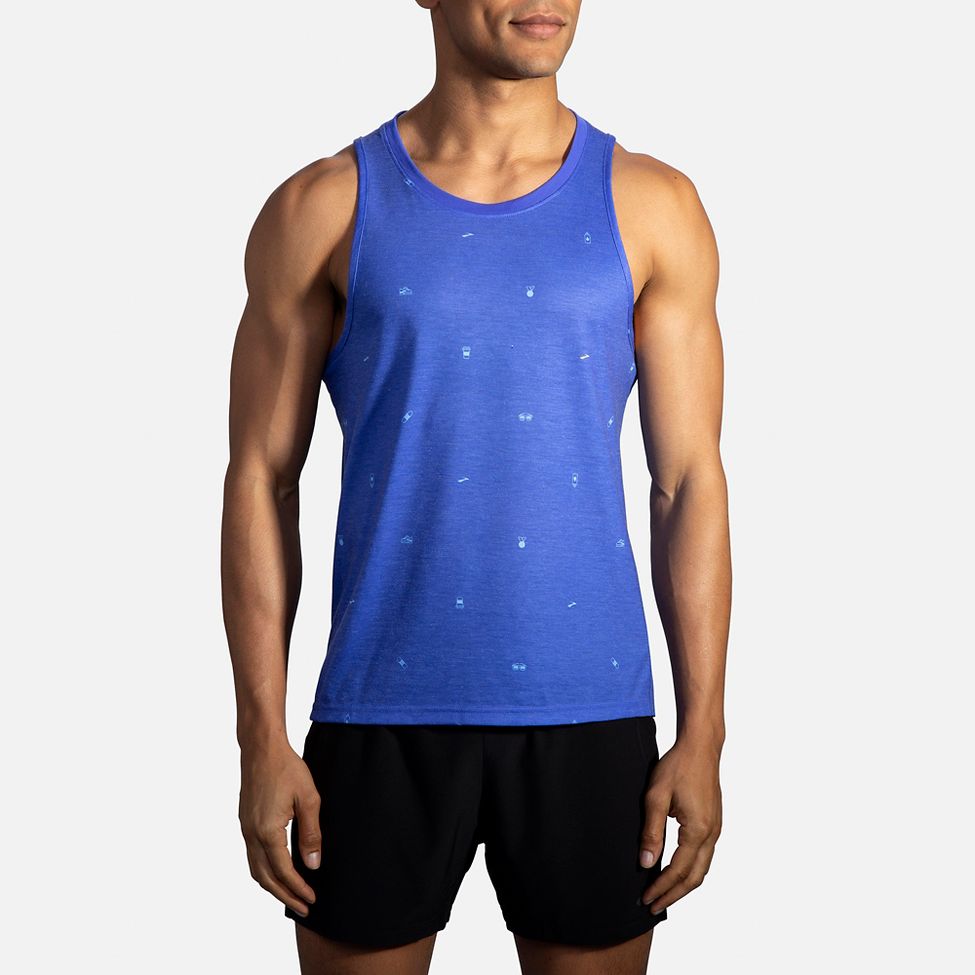 Mens Brooks Distance Graphic Tank Technical Tops at Road Runner Sports