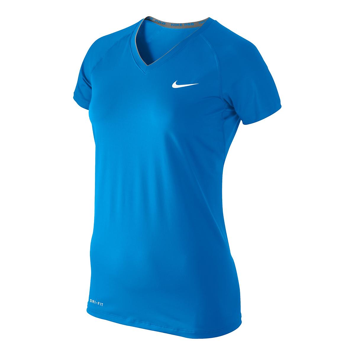 Womens Nike Pro Fitted Short Sleeve V Neck Technical Tops at Road ...